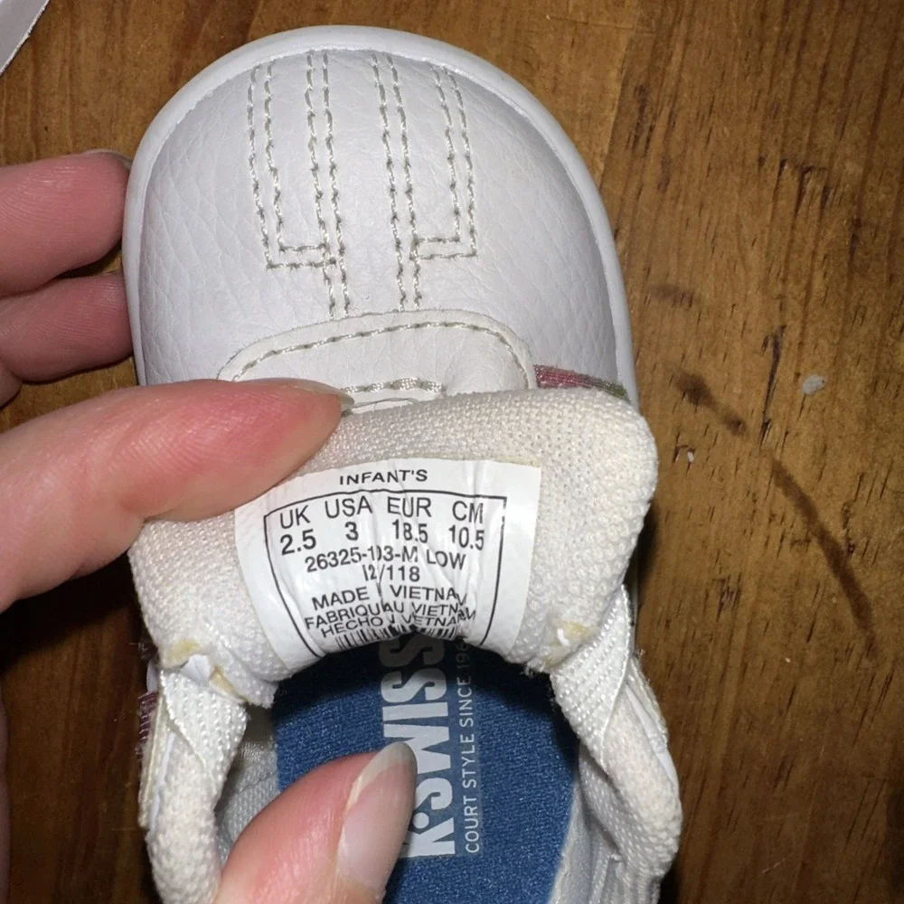 K Swiss Classic Pro White / Rainbow Stripes Toddler Unisex Shoes Size 2